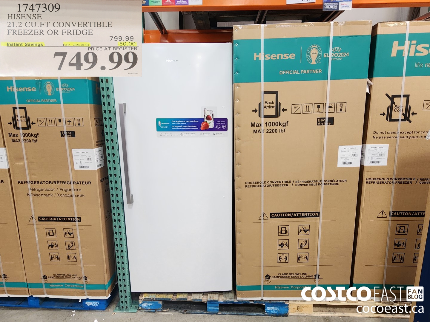 1747309 HISENSE 21.2 CU.FT CONVERTIBLE FREEZER OR FRIDGE 20234-01-26 ($50.00 INSTANT SAVINGS EXPIRES ON 2024-04-03) $749.99