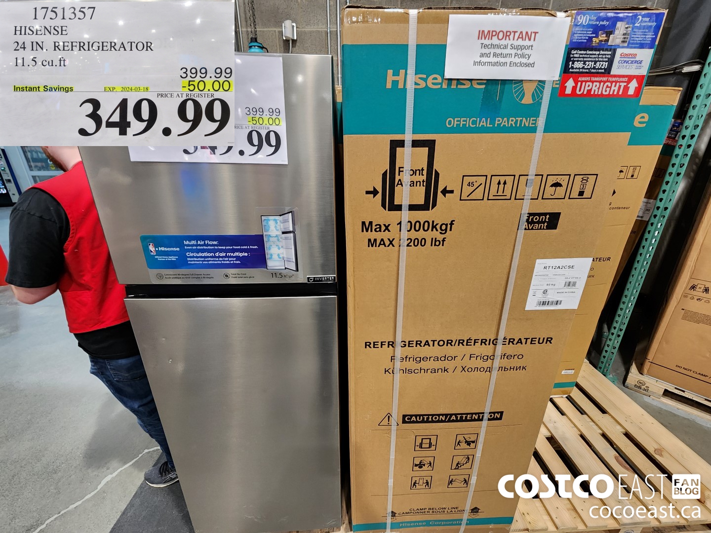 1751357 HISENSE 24 IN. REFRIGERATOR 11.5 cu.ft ($50.00 INSTANT SAVINGS EXPIRES ON 2024-03-18) $349.99