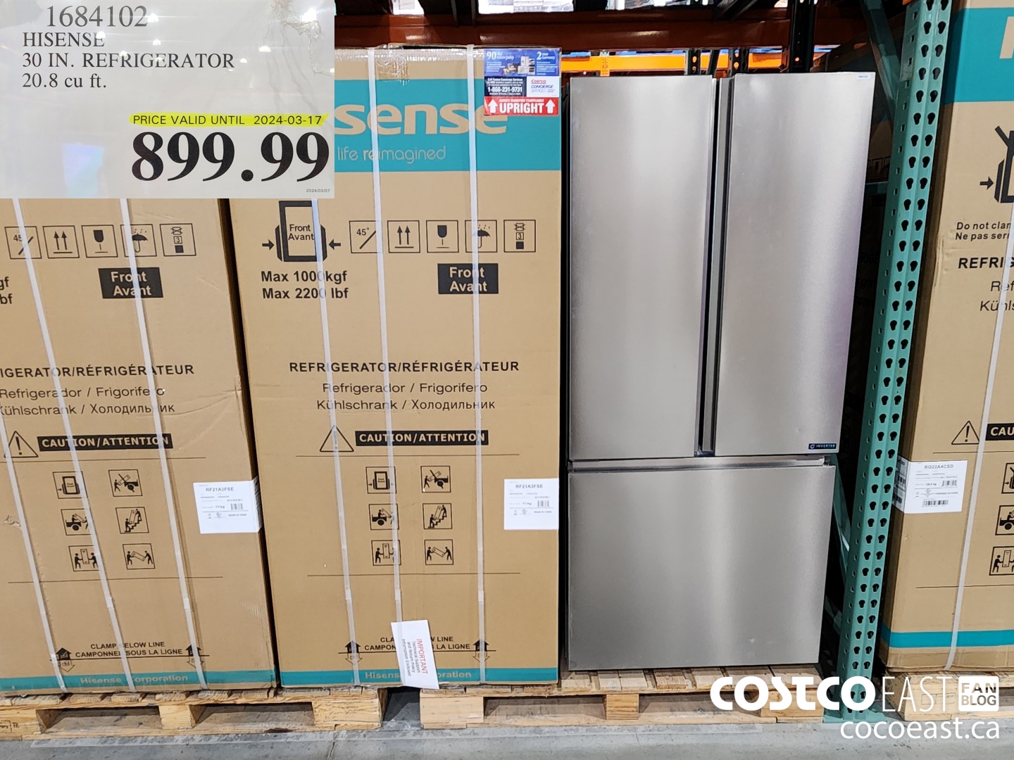 1684102 HISENSE 30 IN. REFRIGERATOR 20.8 CUFT $899.99