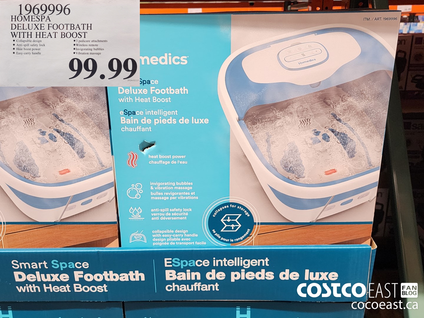 1969996 HOMESPA DELUXE FOOTBATH WITH HEAT BOOST $99.99