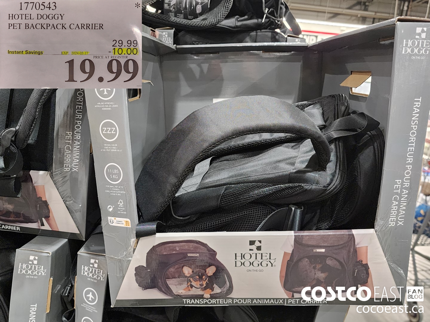 1770543 HOTEL DOGGY PET BACKPACK CARRIER ($10.00 INSTANT SAVINGS EXPIRES ON 2024-03-17) $19.99