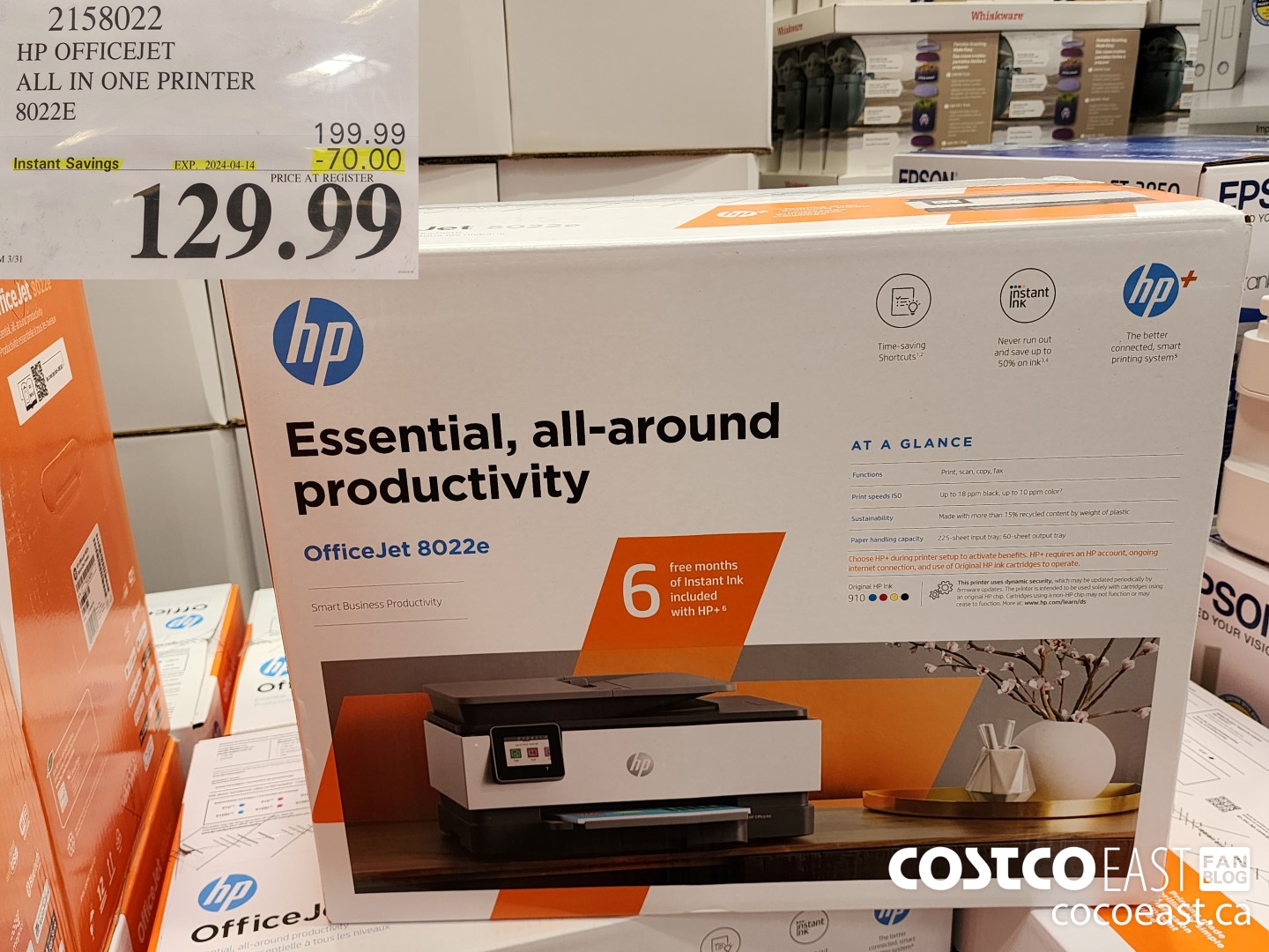2158022 HP OFFICEJET ALL IN ONE PRINTER 8022E  ($70.00 INSTANT SAVINGS EXPIRES ON 2024-04-14) $129.99