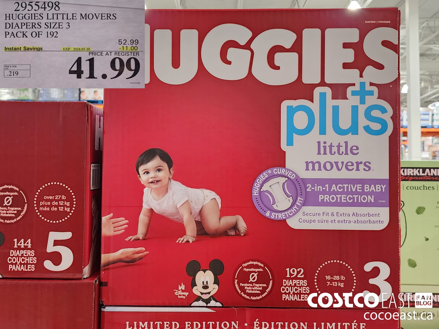 2955498 HUGGIES LITTLE MOVERS DIAPERS SIZE 3 PACK OF 192 ($11.00 INSTANT SAVINGS EXPIRES ON 2024-03-10) $41.99