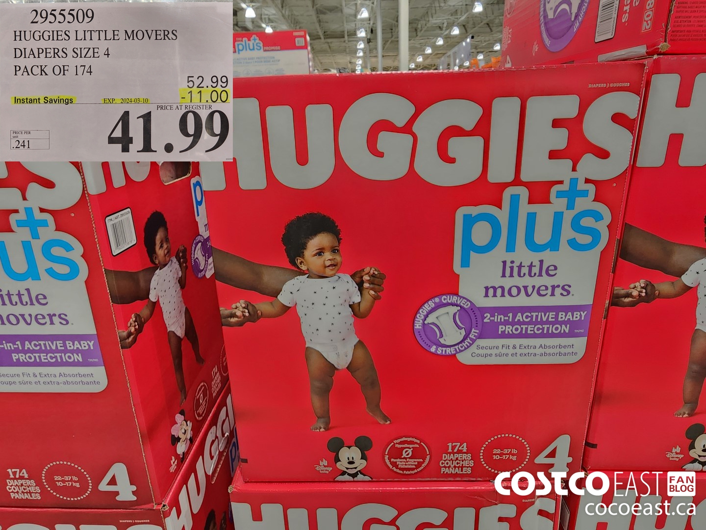 2955509 HUGGIES LITTLE MOVERS DIAPERS SIZE 4 PACK OF 174 ($11.00 INSTANT SAVINGS EXPIRES ON 2024-03-10) $41.99