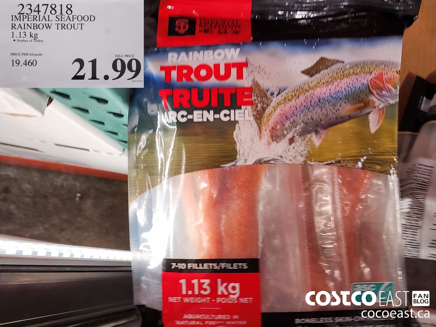 2347818 IMPERIAL SEAFOOD RAINBOW TROUT 1.13 KG $21.99