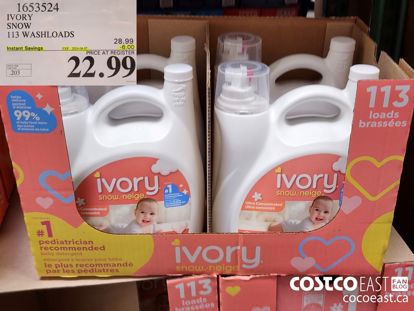 1653524 IVORY SNOW 113 washloads ($6.00 INSTANT SAVINGS EXPIRES ON 2024-04-07) $22.99