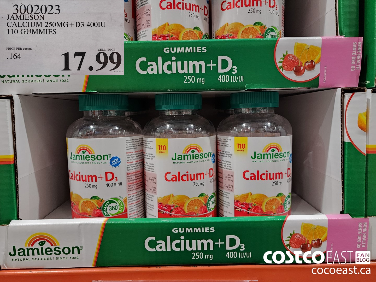 3002023 JAMIESON CALCIUM 250MG+D3 400IU 110 GUMMIES $17.99