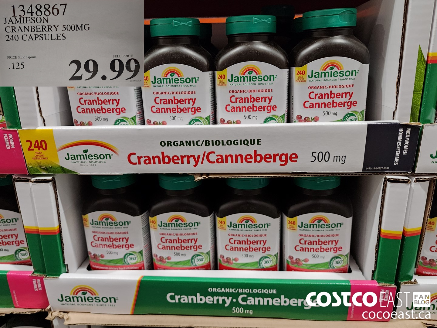1348867 JAMIESON CRANBERRY 500MG 240 CAPSULES $29.99