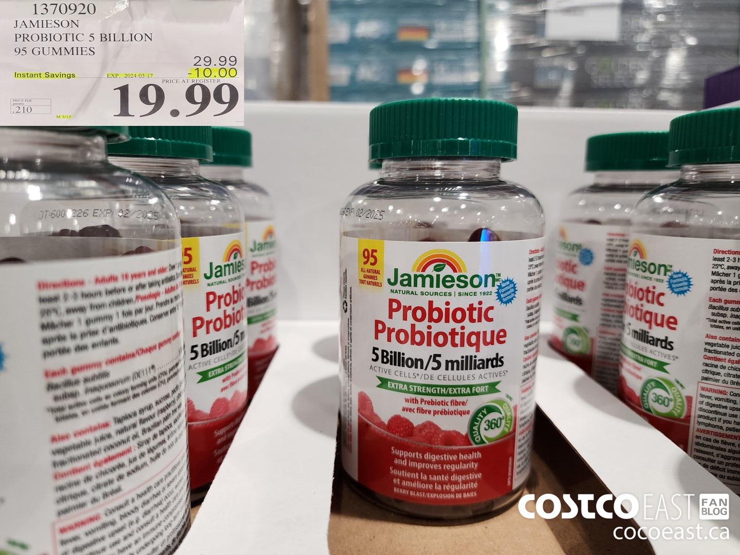 1370920 JAMIESON PROBIOTIC 5 BILLION 95 GUMMIES ($10.00 INSTANT SAVINGS EXPIRES ON 2024-03-17) $19.99