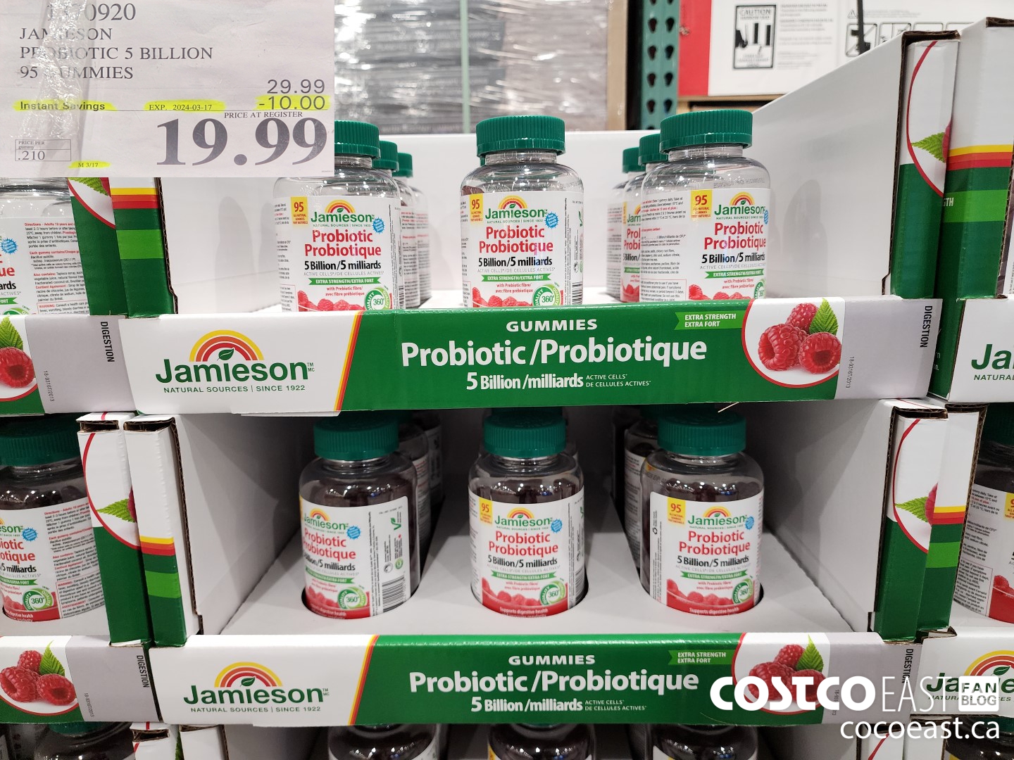 1370920 JAMIESON PROBIOTIC 5 BILLION 95 GUMMIES ($10.00 INSTANT SAVINGS EXPIRES ON 2024-03-17) $19.99