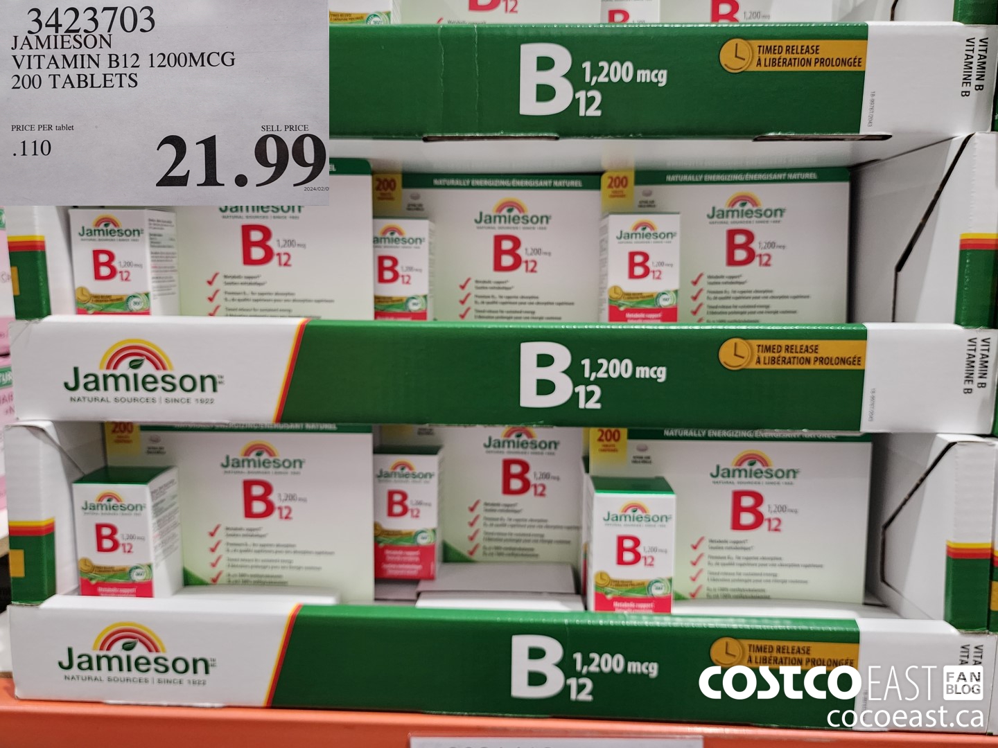 3423703 JAMIESON VITAMIN B12 1200MCG 200 TABLETS $21.99