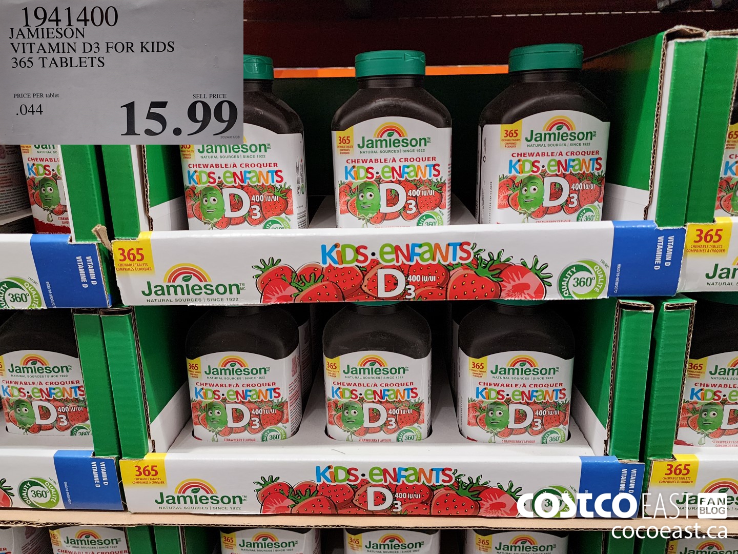 1941400 JAMIESON VITAMIN D3 FOR KIDS 365 TABLETS $15.99