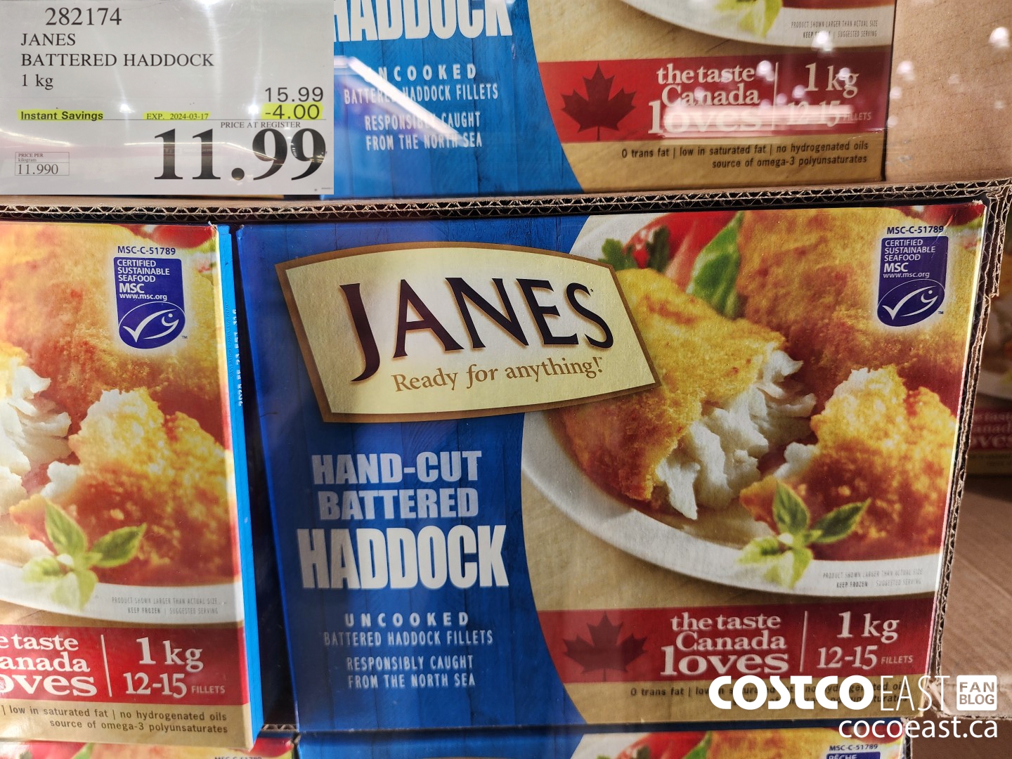 282174 JANES BATTERED HADDOCK 1 KG ($4.00 INSTANT SAVINGS EXPIRES ON 2024-03-17) $11.99