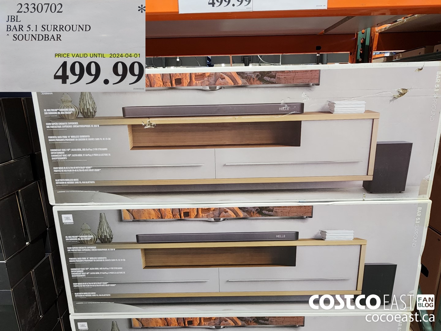 2330702 JBL BAR 5.1 SURROUND SOUNDBAR $499.99