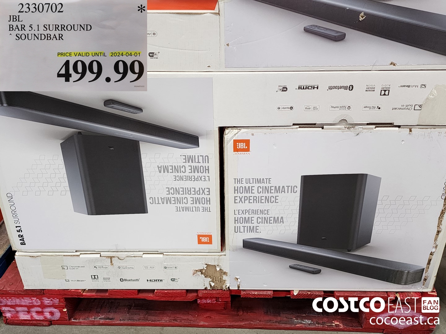 2330702 JBL BAR 5.1 SURROUND SOUNDBAR $499.99