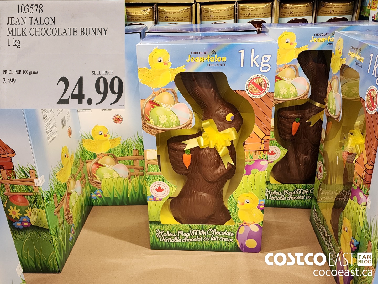 103578 JEAN TALON MILK CHOCOLATE BUNNY 1 kg $24.99