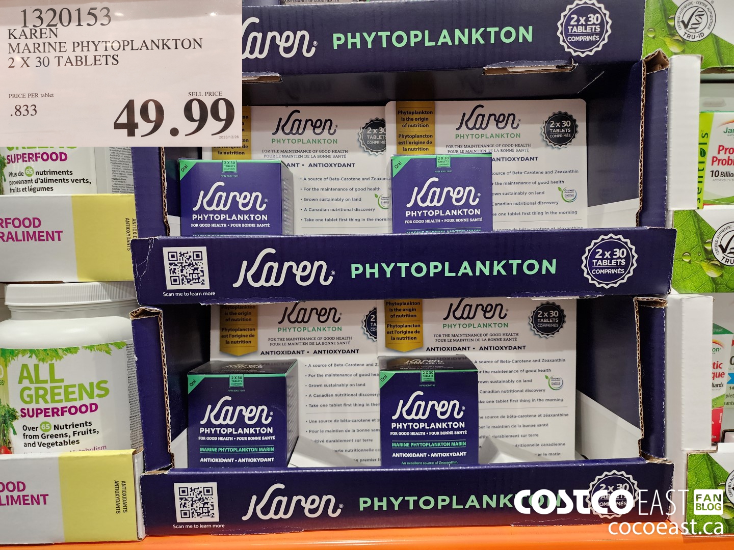 1320153 KAREN MARINE PHYTOPLANKTON 2x30 tablets $49.99