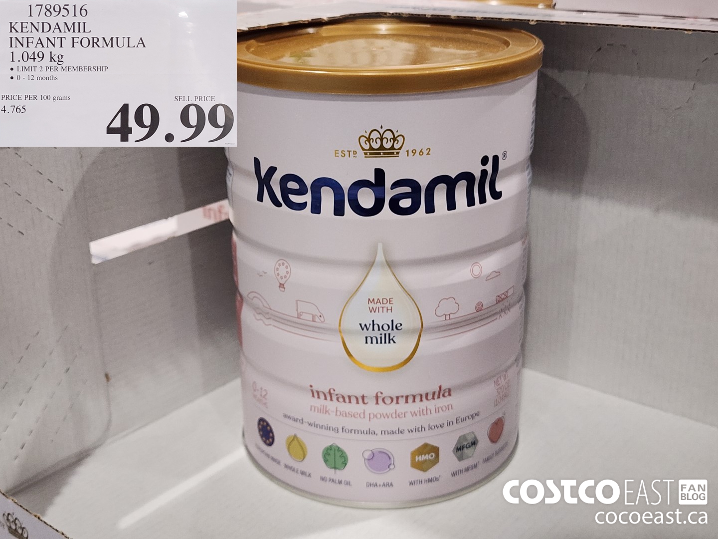 1789516 KENDAMIL INFANT FORMULA 1.049 KG $49.99