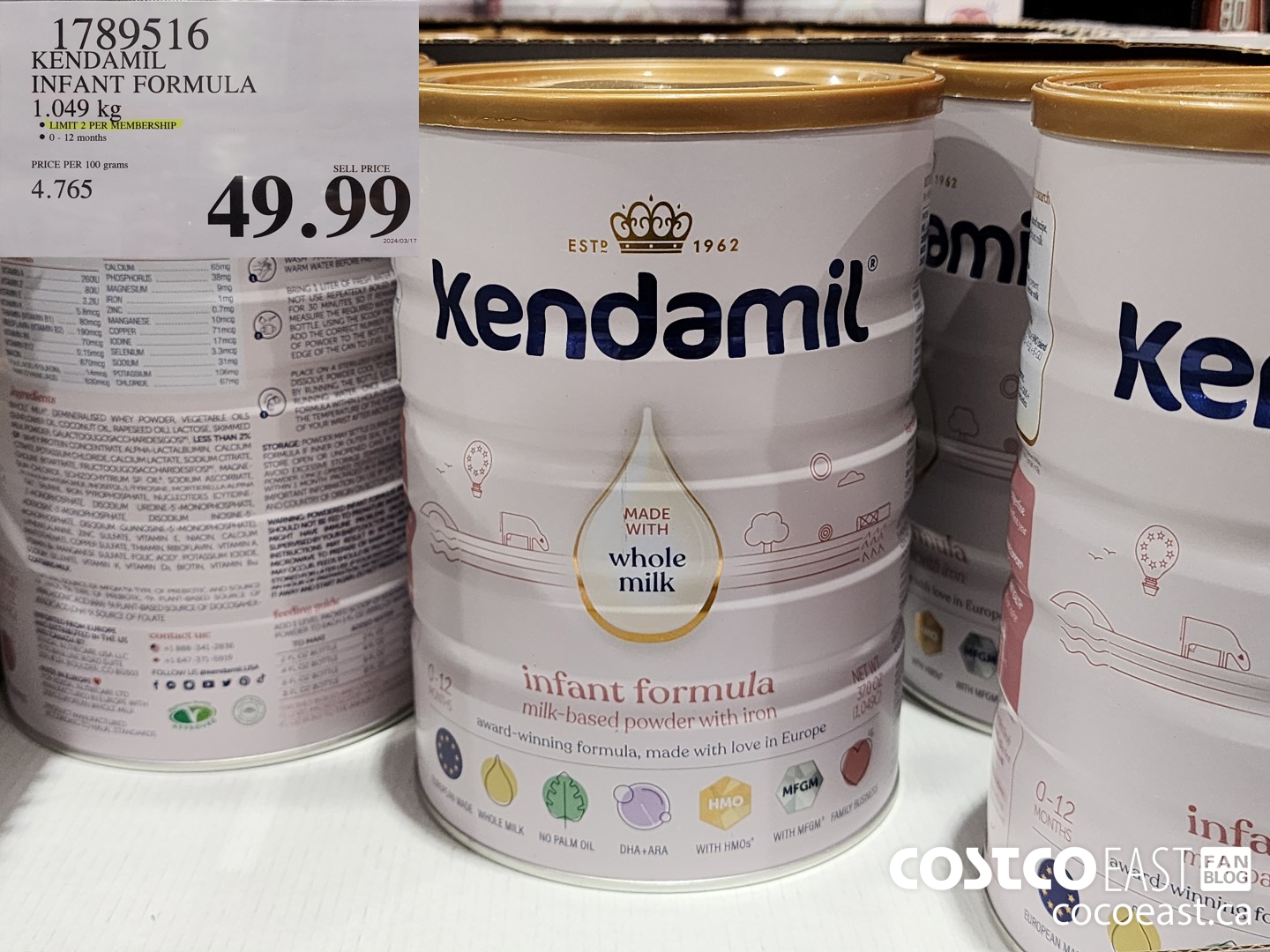 1789516 KENDAMIL INFANT FORMULA 1.049 KG $49.99