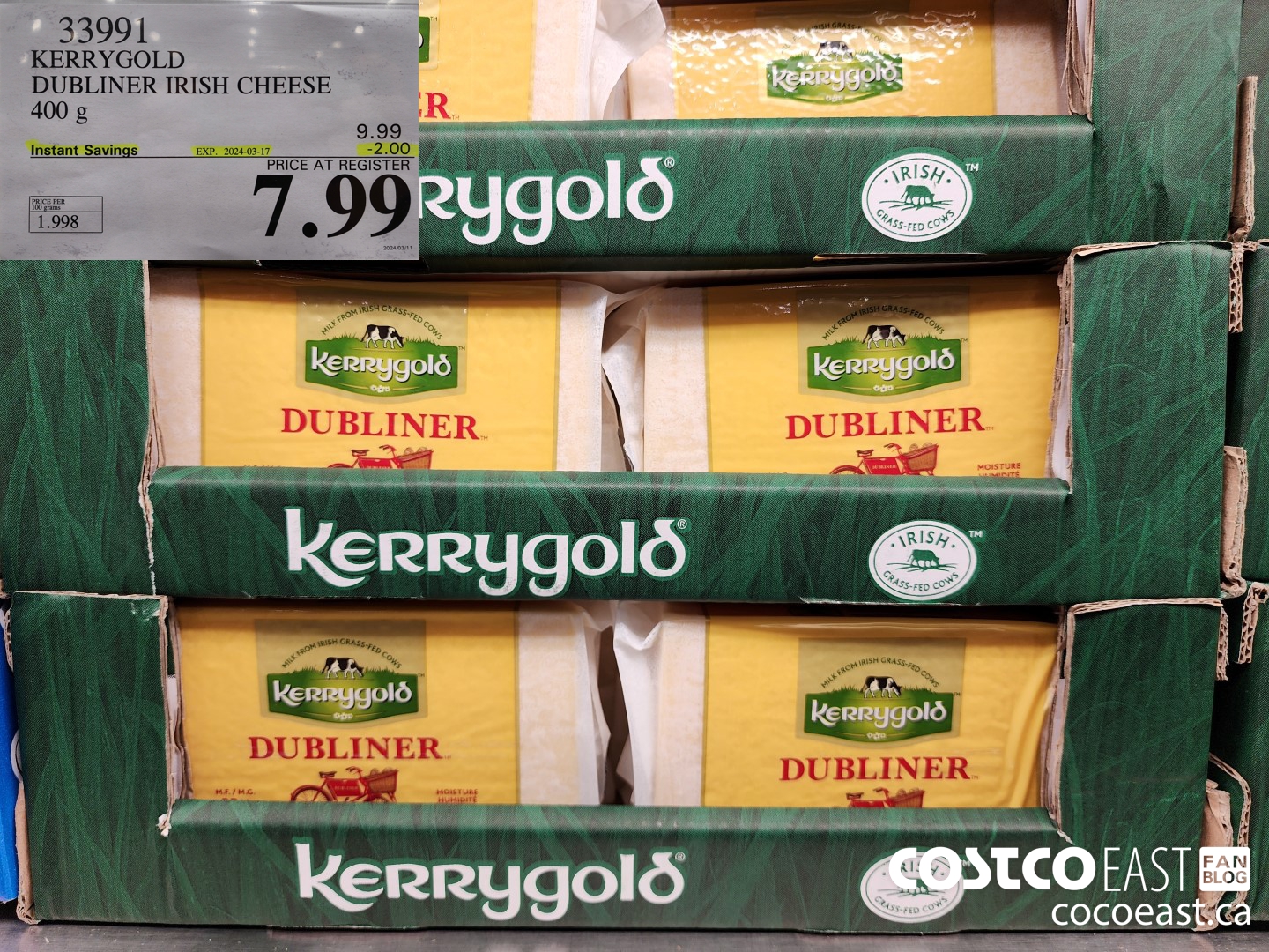 33991 KERRYGOLD DUBLINER IRISH CHEESE 400 g ($2.00 INSTANT SAVINGS EXPIRES ON 2024-03-17) $7.99