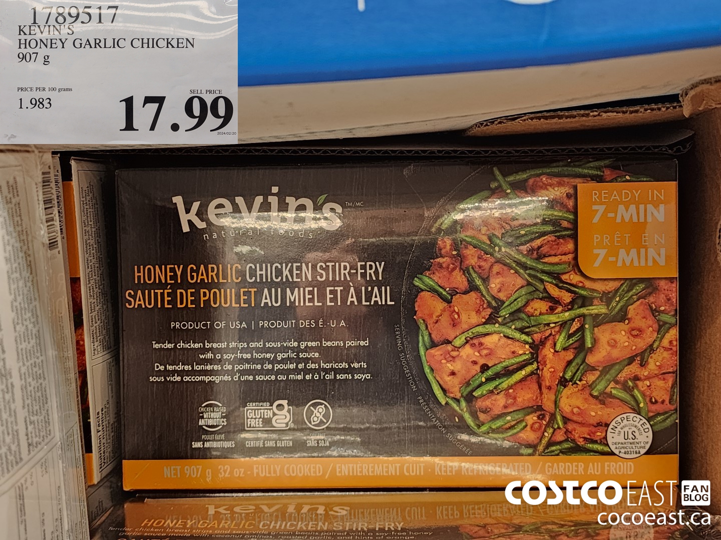 1789517 KEVIN'S HONEY GARLIC CHICKEN 907 g $17.99
