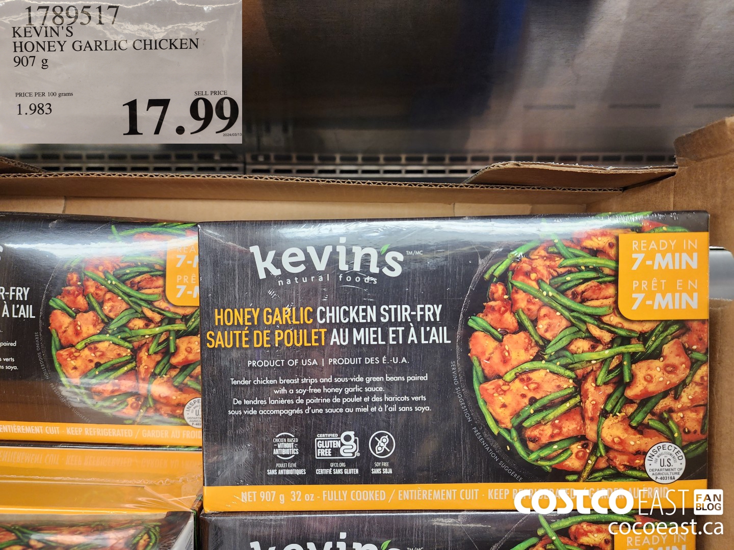 1789517 KEVIN'S HONEY GARLIC CHICKEN 907 g $17.99