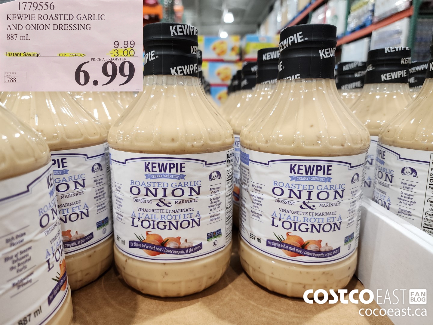 1779556 KEWPIE ROASTED GARLIC AND ONION DRESSING 887 ML ($3.00 INSTANT SAVINGS EXPIRES ON 2024-03-24) $6.99