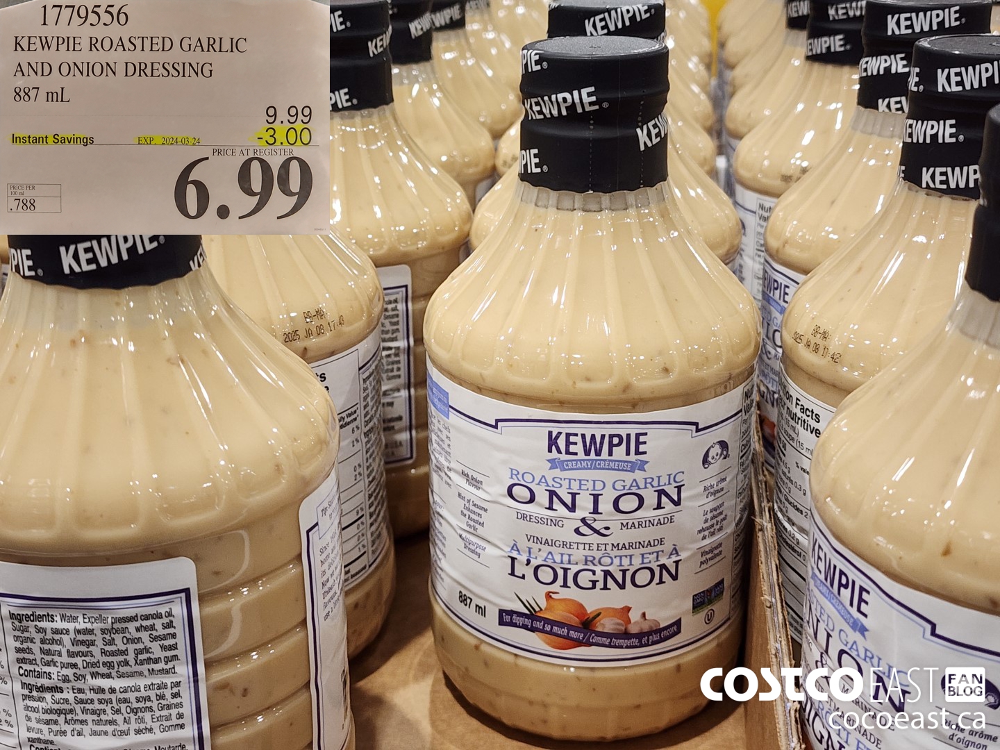 1779556 KEWPIE ROASTED GARLIC AND ONION DRESSING 887 ML ($3.00 INSTANT SAVINGS EXPIRES ON 2024-03-24) $6.99