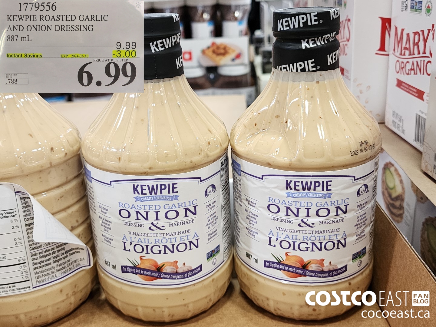 1779556 KEWPIE ROASTED GARLIC AND ONION DRESSING 887 ML ($3.00 INSTANT SAVINGS EXPIRES ON 2024-03-31) $6.99