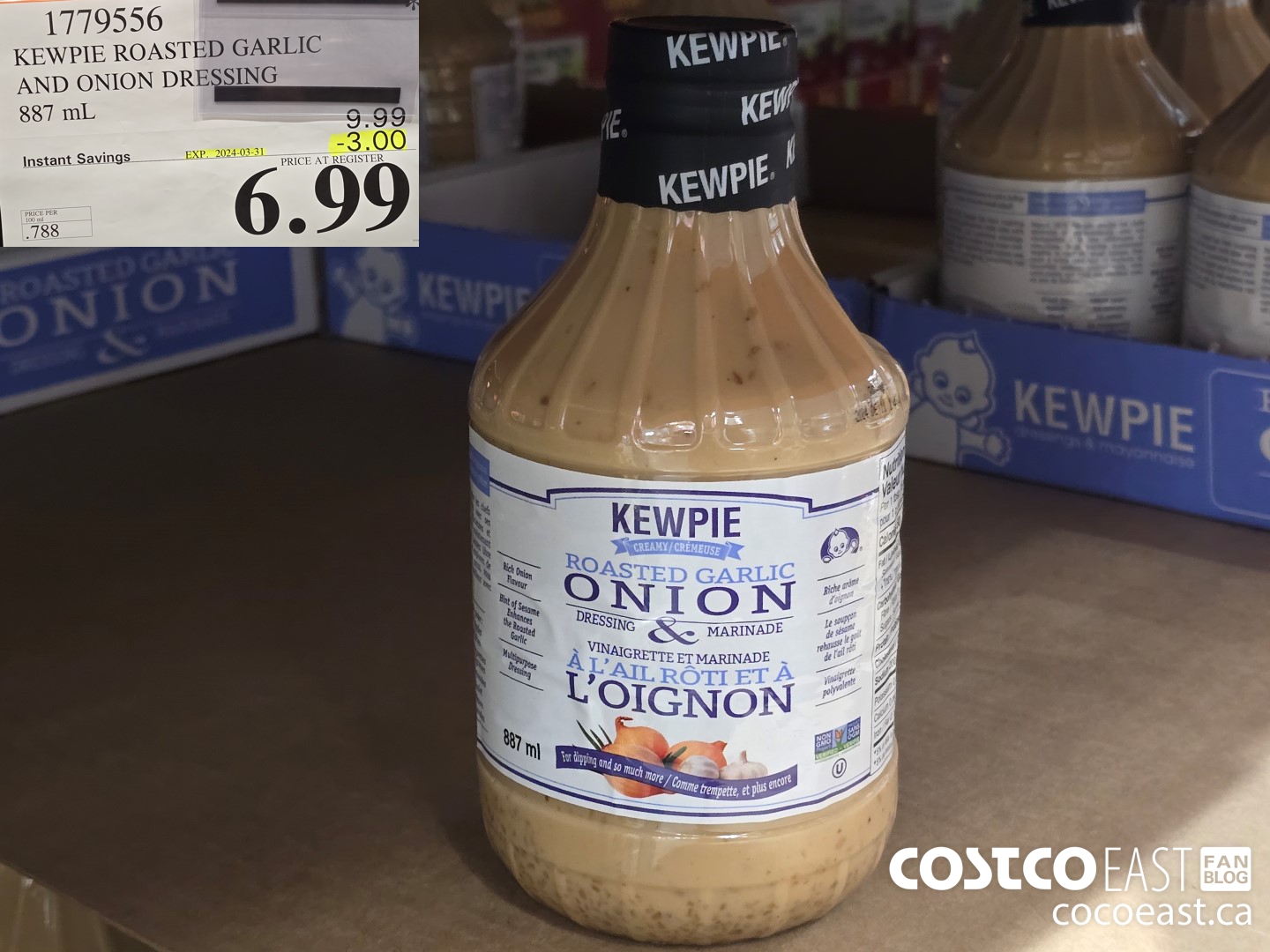 1779556 KEWPIE ROASTED GARLIC AND ONION DRESSING 887 ML ($3.00 INSTANT SAVINGS EXPIRES ON 2024-03-31) $6.99