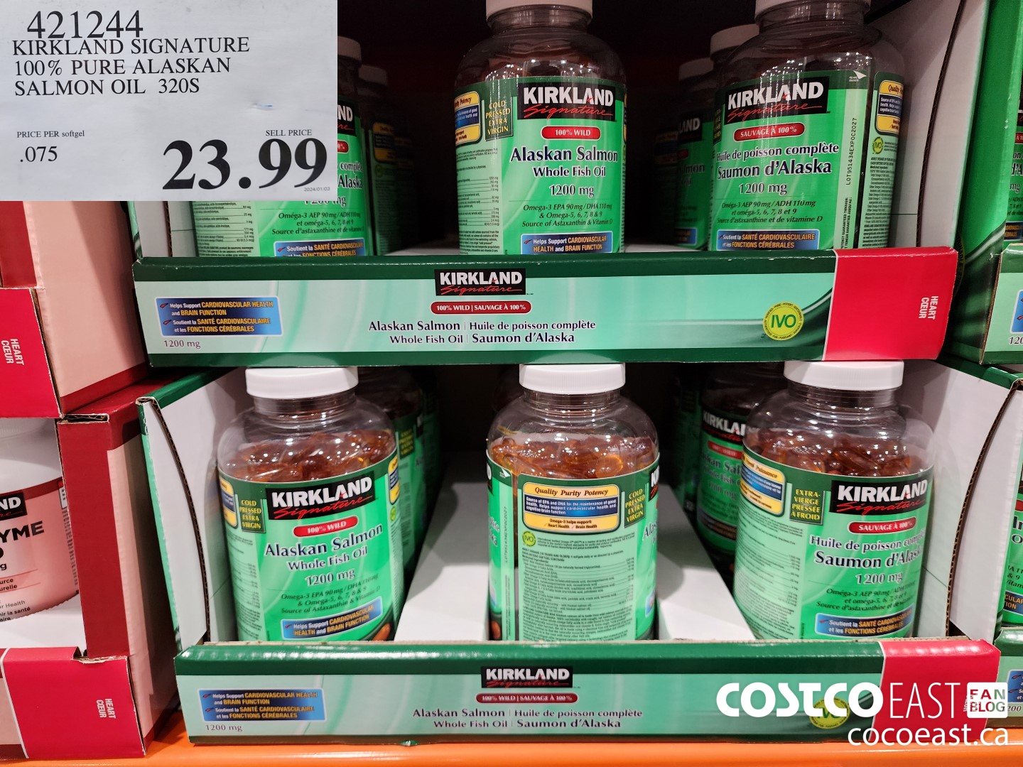 421244 KIRKLAND SIGNATURE 100% PURE ALASKAN SALMON OIL 320S $23.99