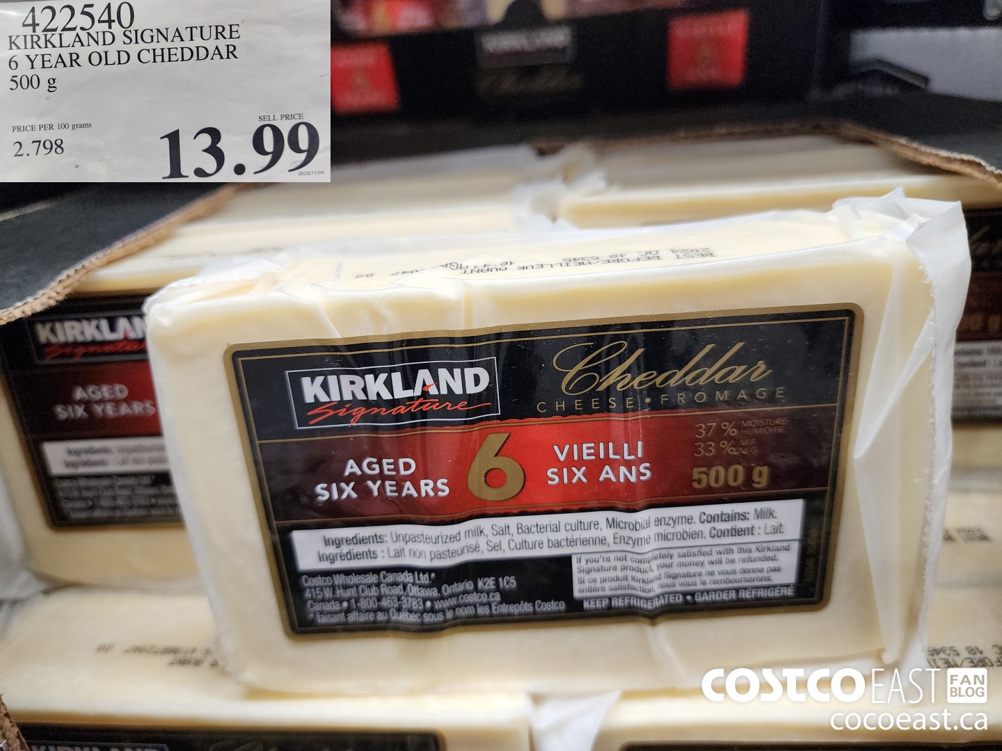 422540 KIRKLAND SIGNATURE 6 YEAR OLD CHEDDAR 500 g $13.99