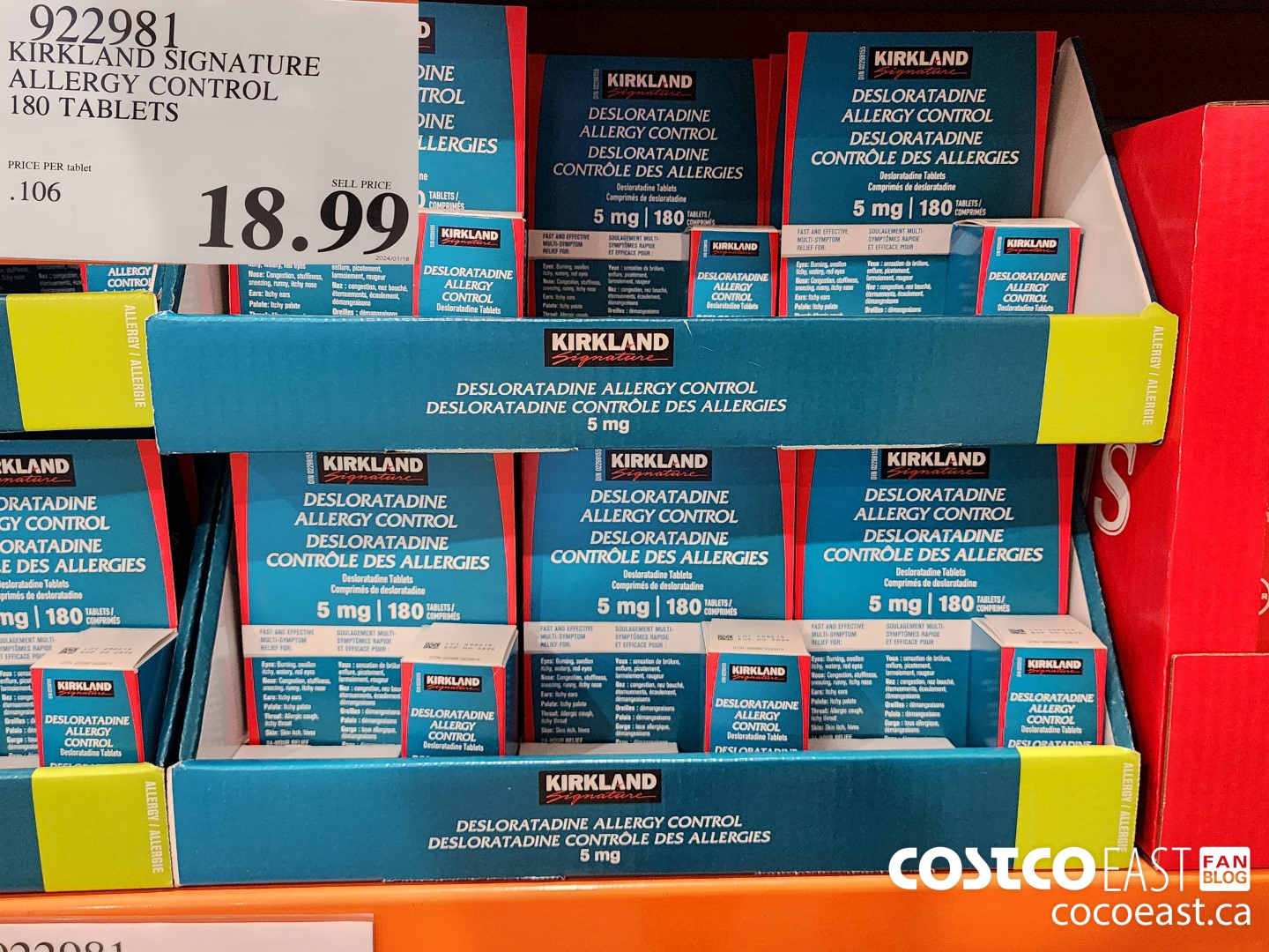 922981 KIRKLAND SIGNATURE ALLERGY CONTROL 180 TABLETS $18.99