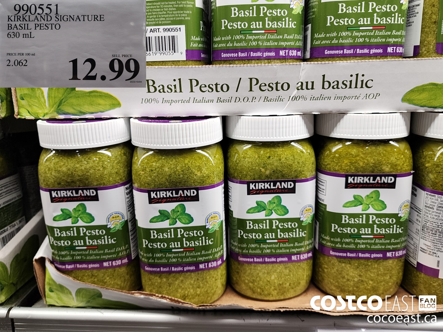 990551 KIRKLAND SIGNATURE BASIL PESTO 630 ML $12.99