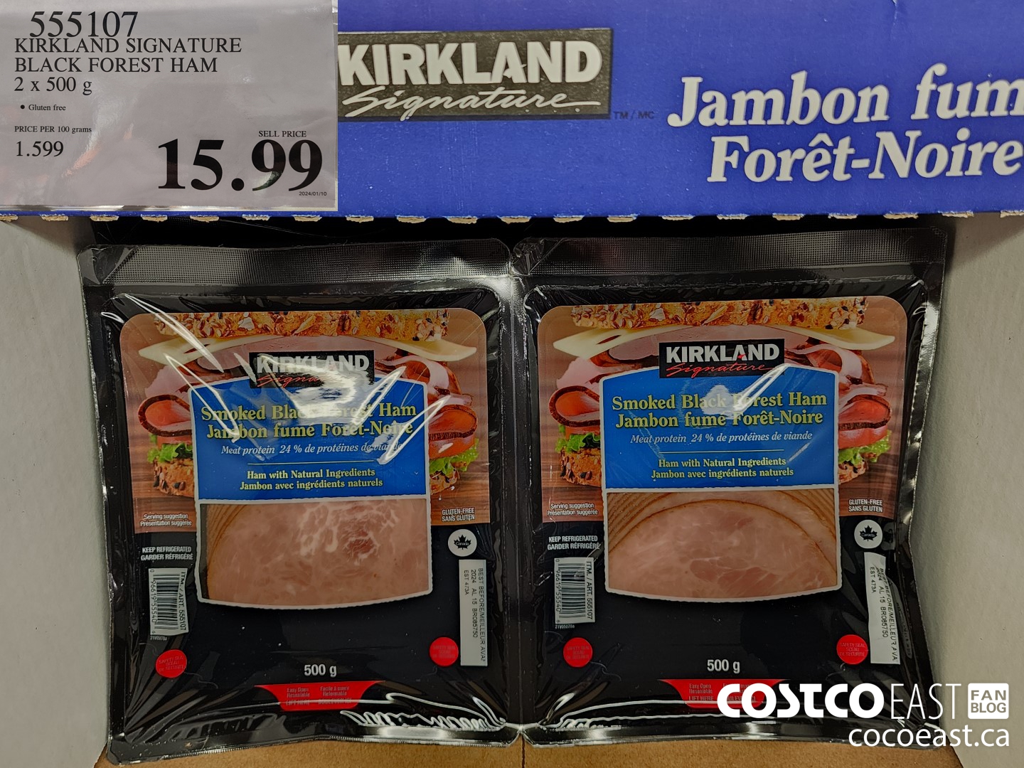 555107 KIRKLAND SIGNATURE BLACK FOREST HAM 2 X 500 G $15.99