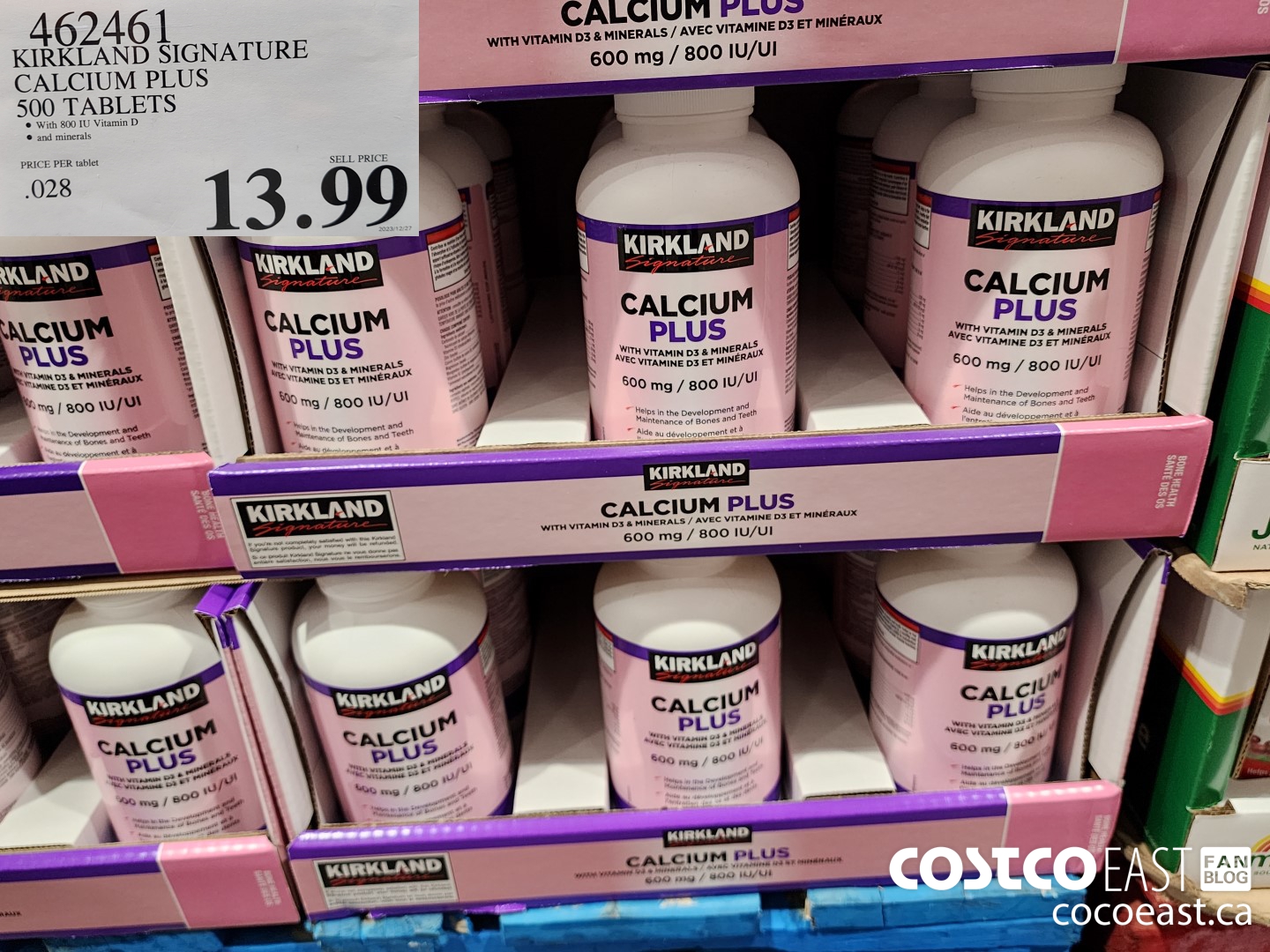 462461 KIRKLAND SIGNATURE CALCIUM PLUS 500 TABLETS $13.99