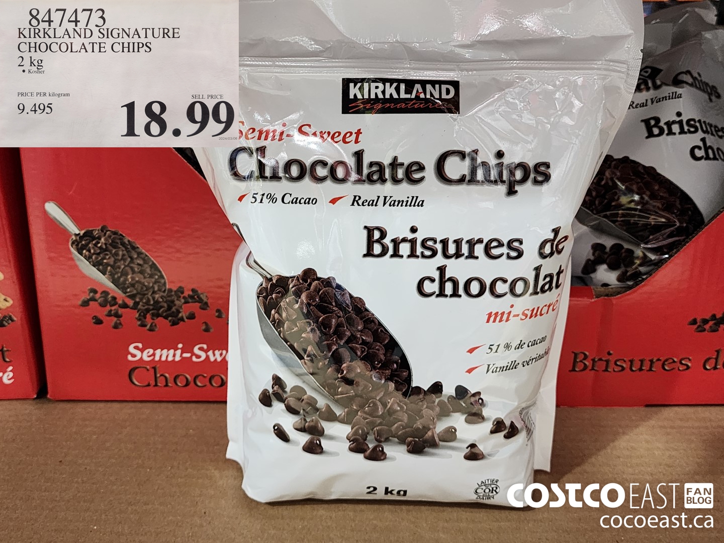 847473 KIRKLAND SIGNATURE CHOCOLATE CHIPS 2 KG $18.99