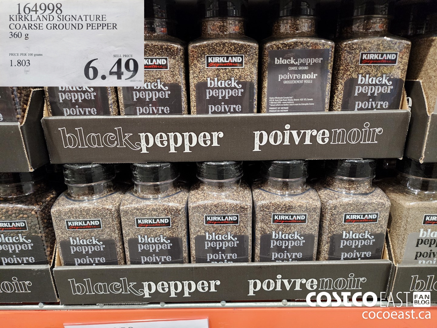 164998 KIRKLAND SIGNATURE COARSE GROUND PEPPER 359 G $6.49