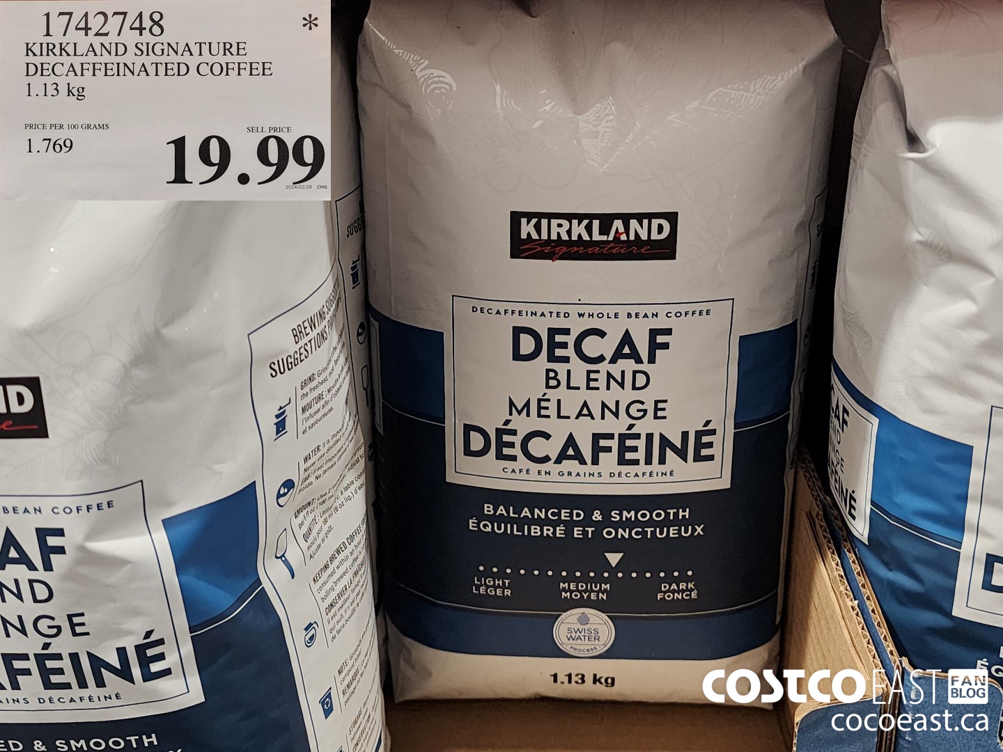 1742748 KIRKLAND SIGNATURE DECAFFEINATED COFFEE 1.13 kg $19.99
