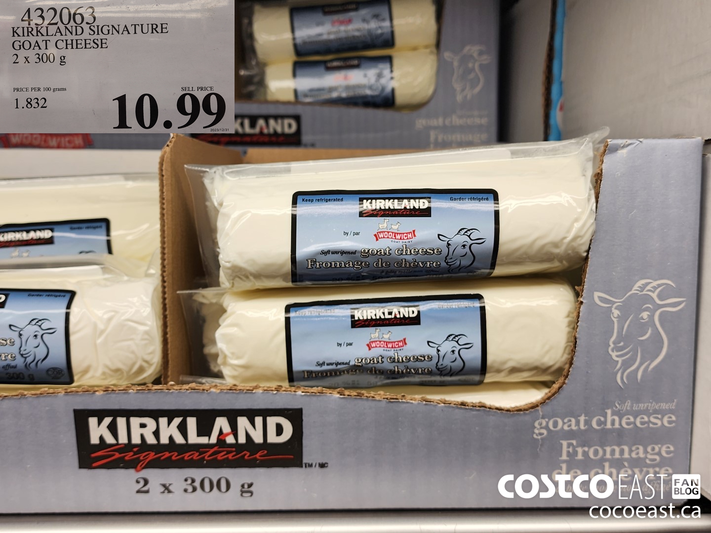 432063 KIRKLAND SIGNATURE GOAT CHEESE 2 X 300 G $10.99