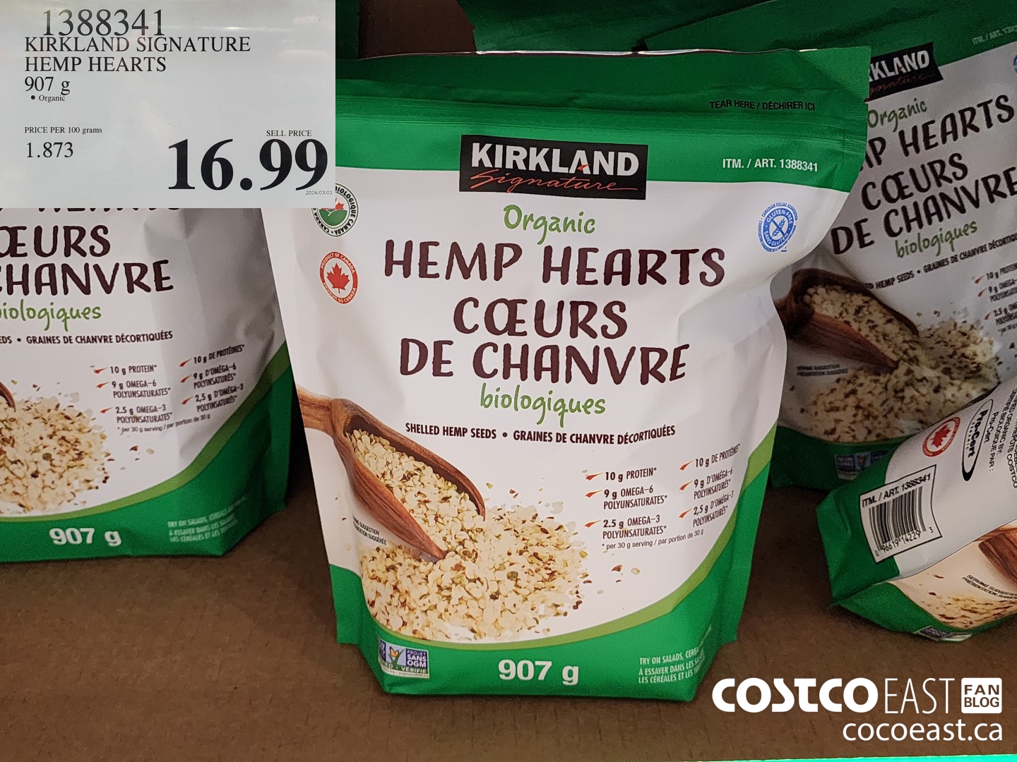 1388341 KIRKLAND SIGNATURE HEMP HEARTS 907G $16.99