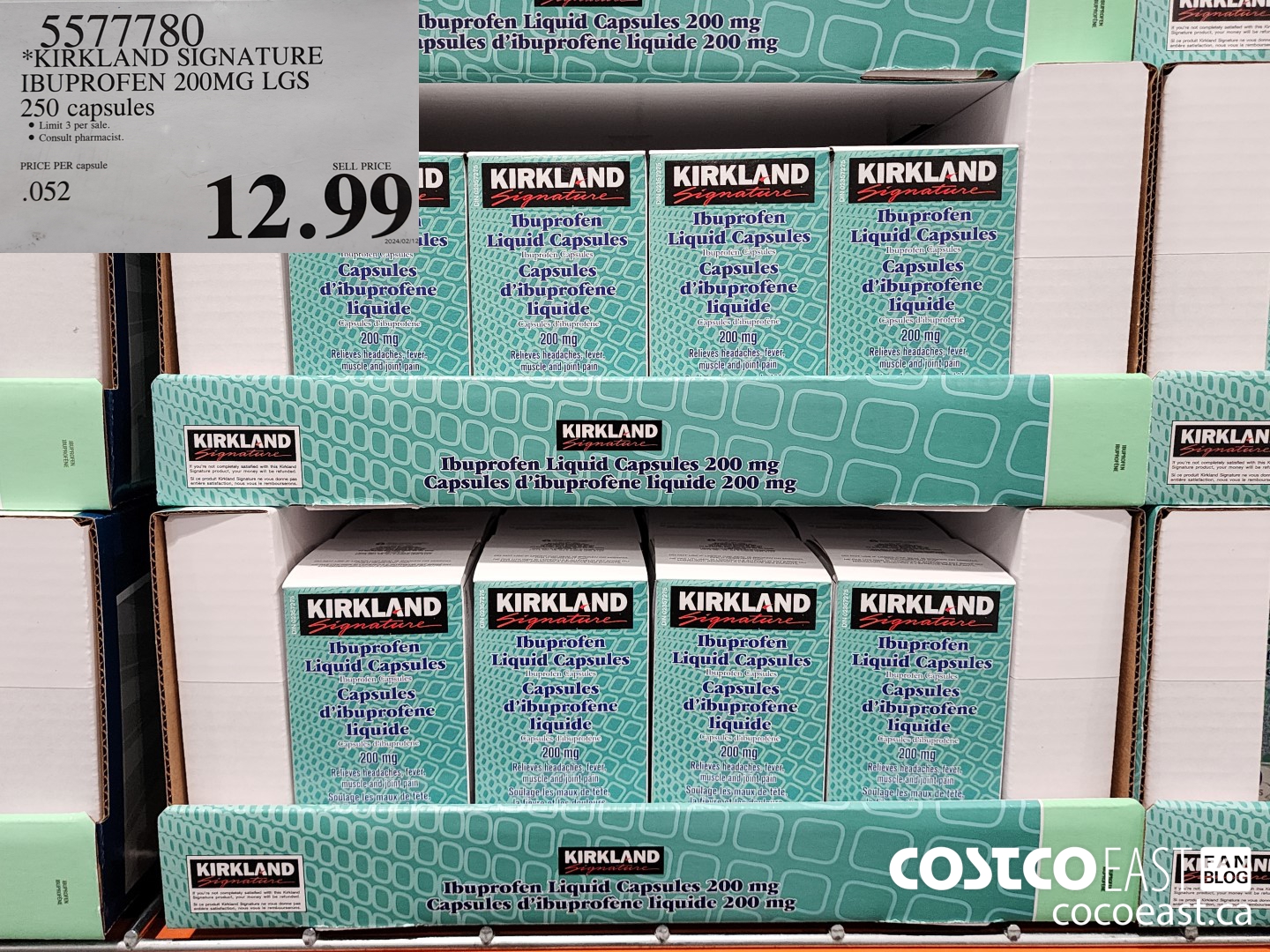 5577780 *KIRKLAND SIGNATURE IBUPROFEN 200MG LGS 250 capsules $12.99