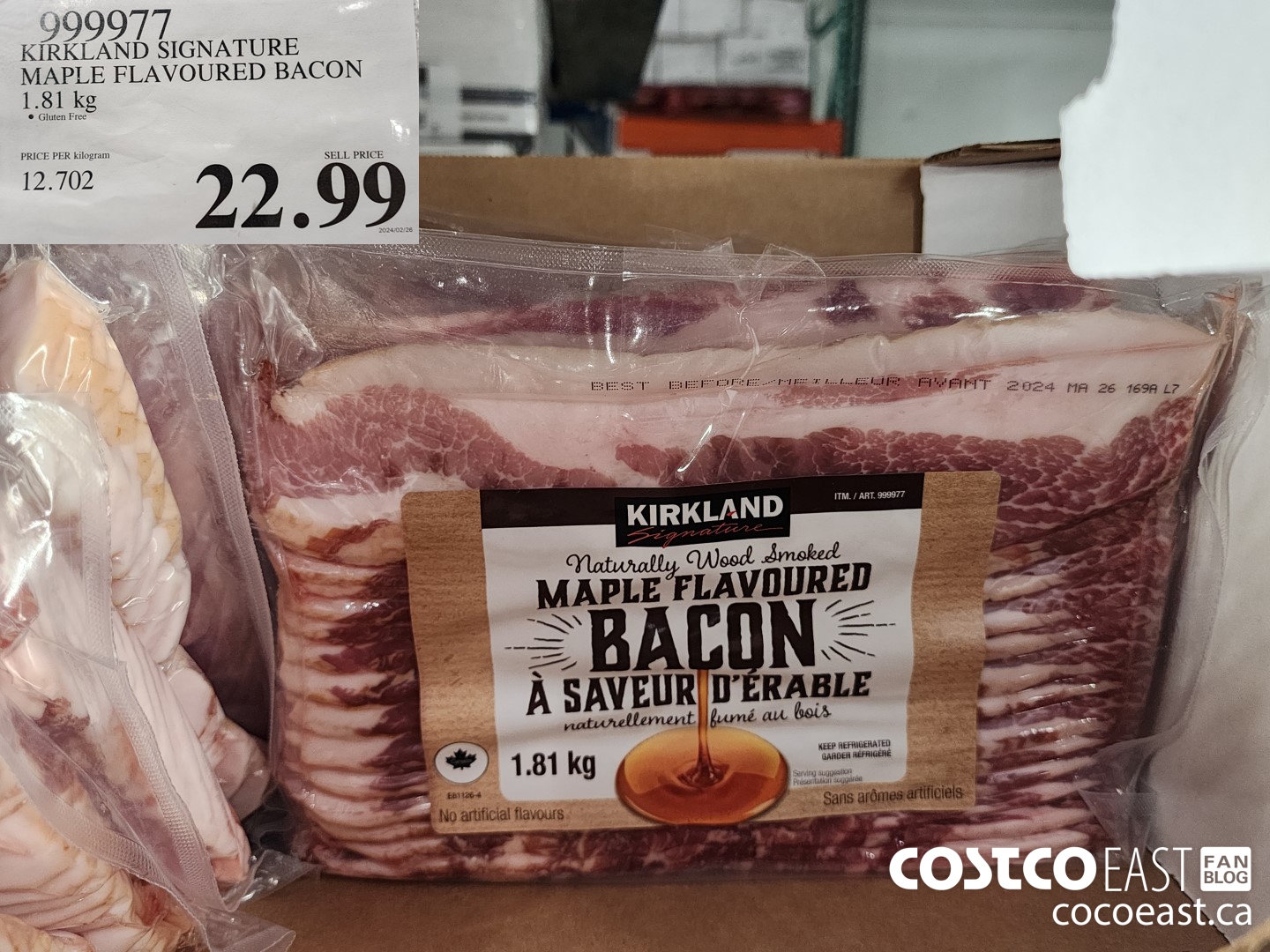 999977 KIRKLAND SIGNATURE MAPLE FLAVOURED BACON 1.81 kg $22.99