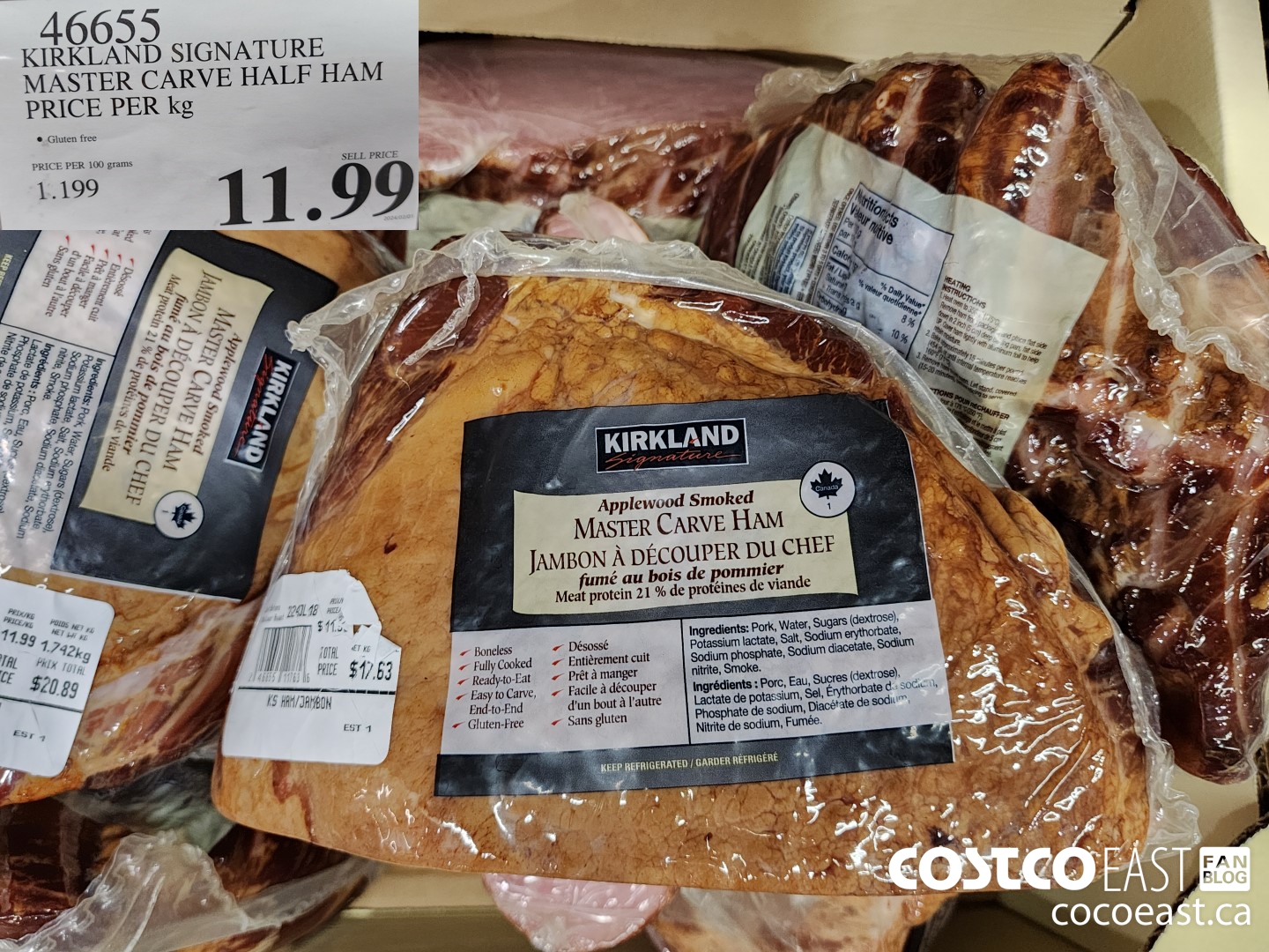 46655 KIRKLAND SIGNATURE MASTER CARVE HALF HAM PRICE PER KG $11.99