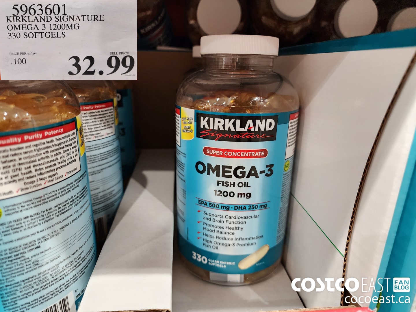 5963601 KIRKLAND SIGNATURE OMEGA 3 1200MG 330 SOFTGELS $32.99