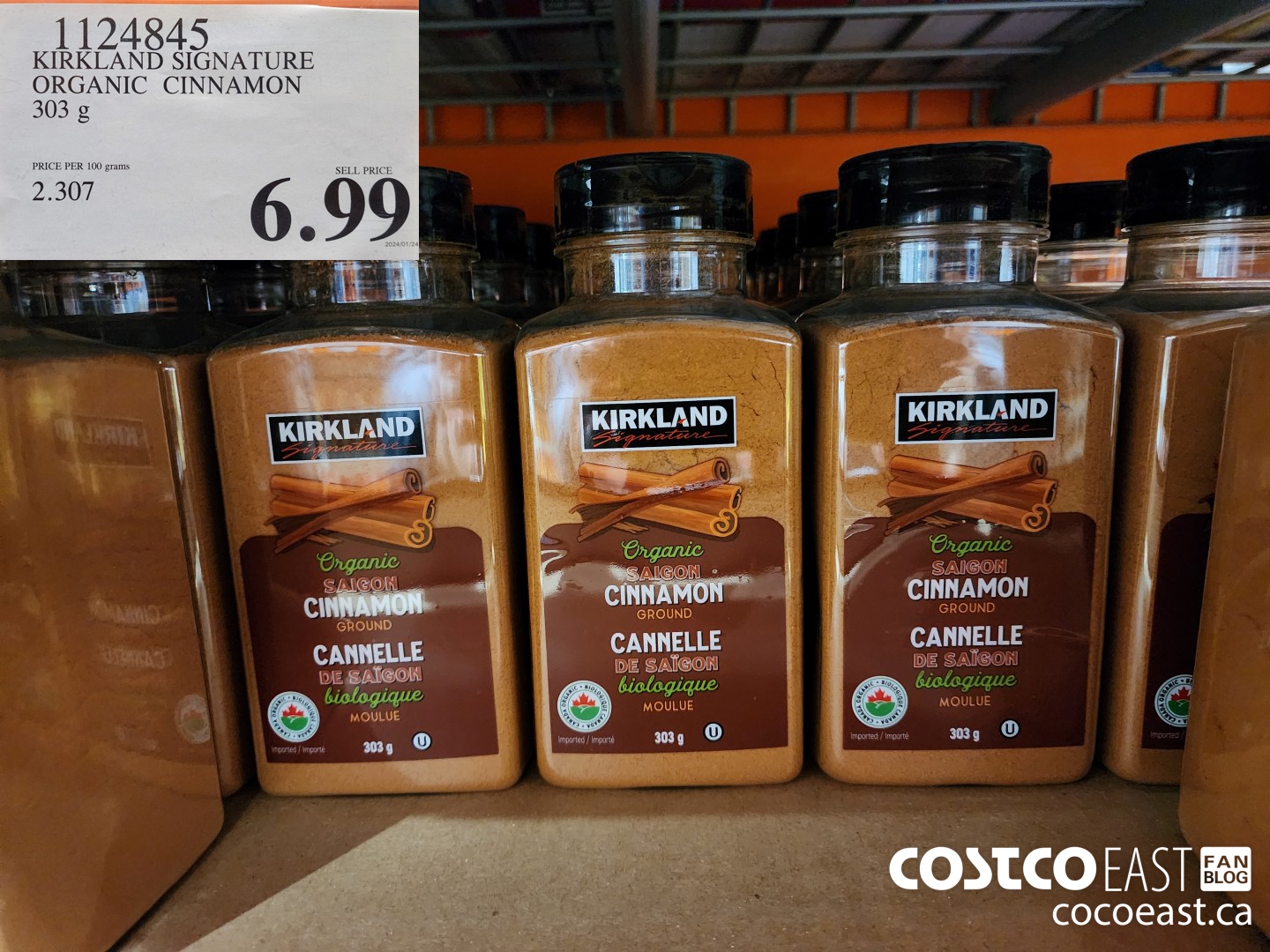 1124845 KIRKLAND SIGNATURE ORGANIC CINNAMON 303 g $6.99