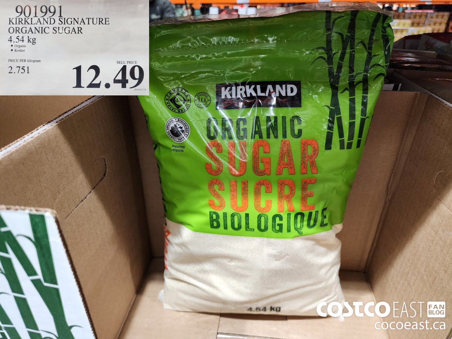 901991 KIRKLAND SIGNATURE ORGANIC SUGAR 4.54 KG $12.49