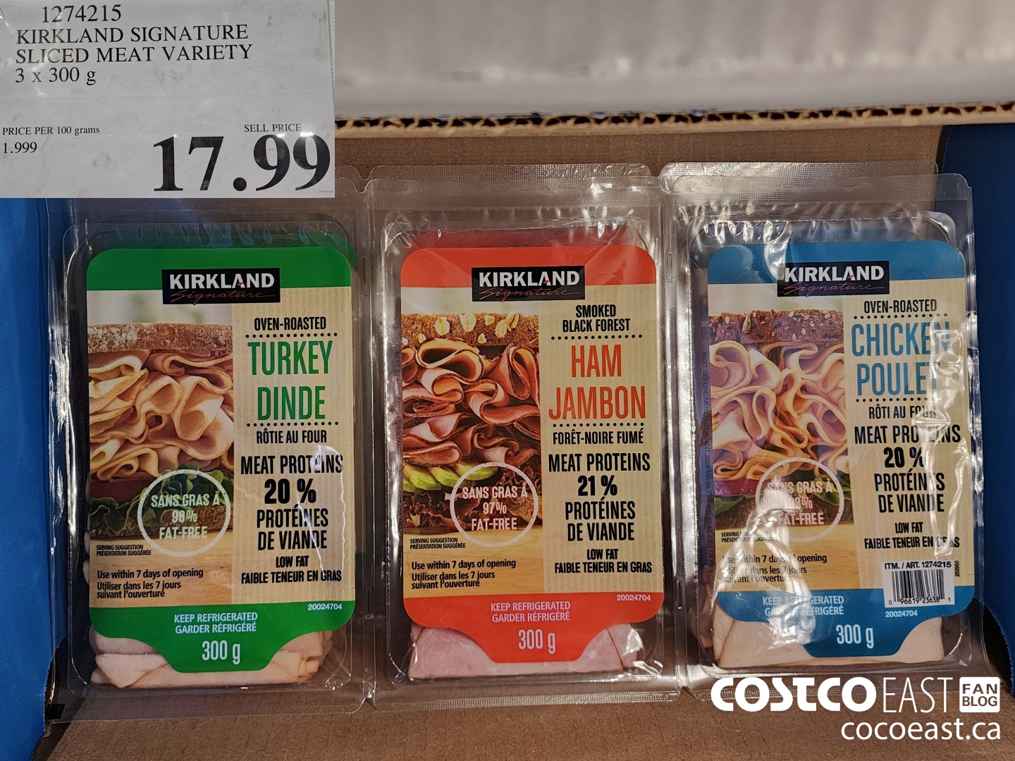 1274215 KIRKLAND SIGNATURE SLICED MEAT VARIETY 3 X 300 G $17.99