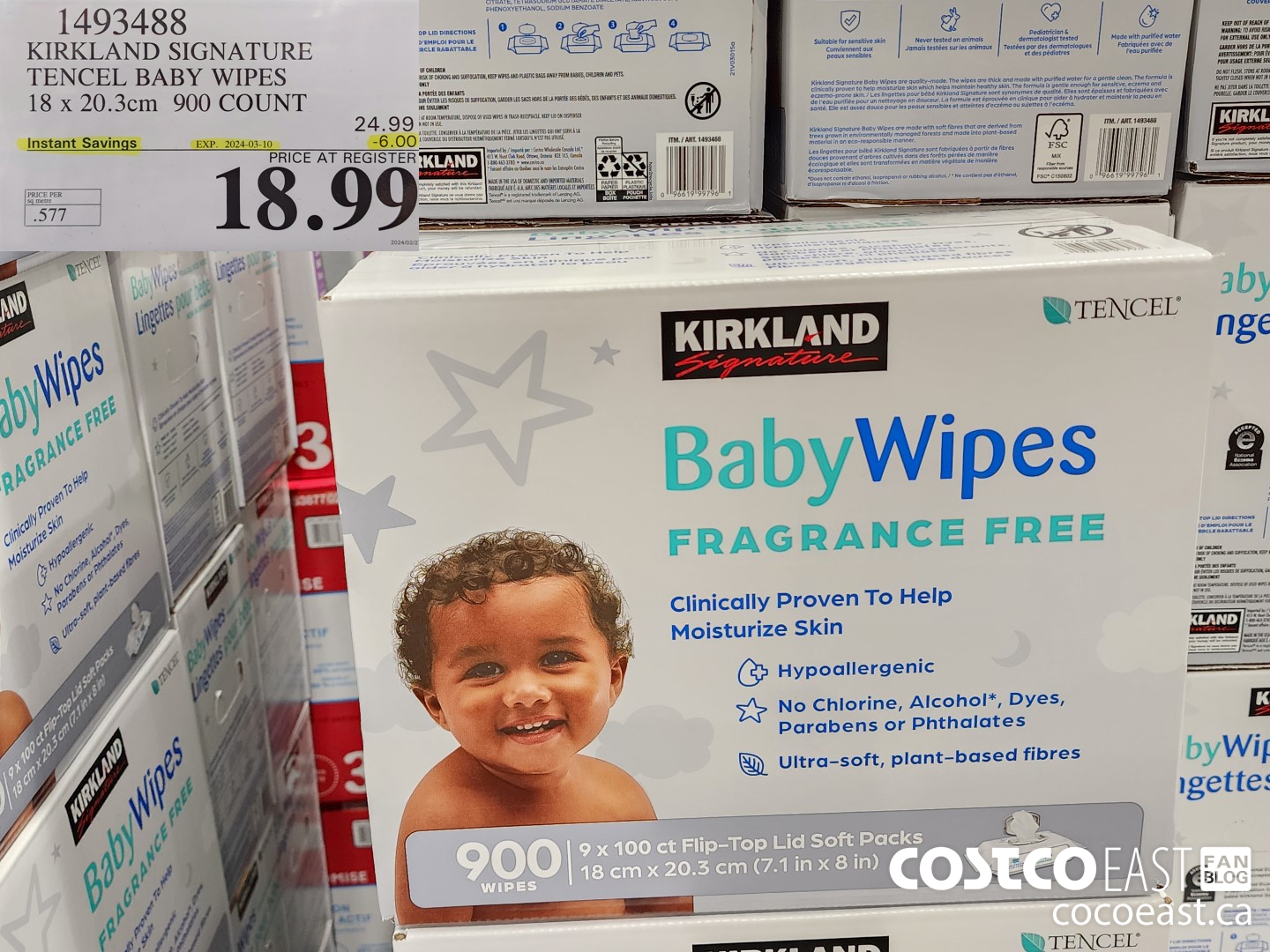 1493488 KIRKLAND SIGNATURE TENCEL BABY WIPES 18 X 20.3CM 900 COUNT ($6.00 INSTANT SAVINGS EXPIRES ON 2024-03-10) $18.99