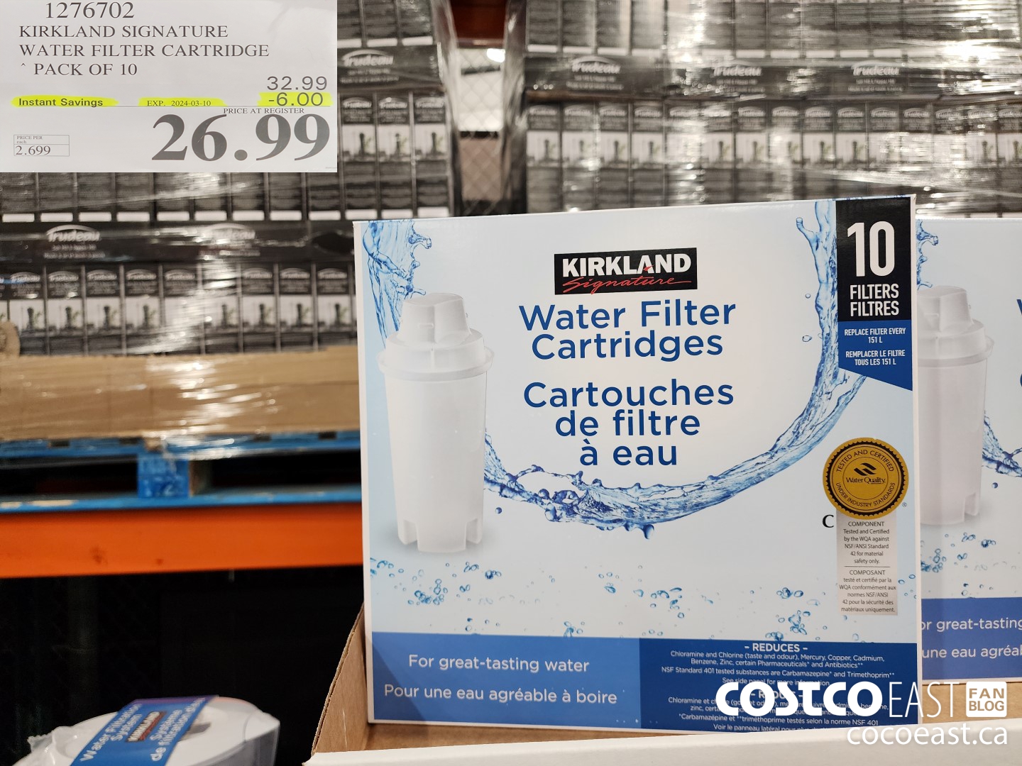 1276702 KIRKLAND SIGNATURE WATER FILTER CARTRIDGE PACK OF 10 ($6.00 INSTANT SAVINGS EXPIRES ON 2024-03-10) $26.99